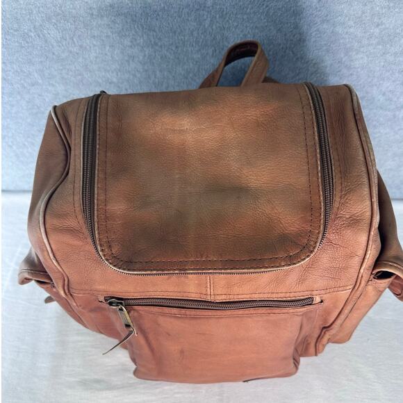 VTG Dilana Design Coll. Genuine Leather Backpack Travel Top Zipper Retro BOHO - Picture 2 of 15